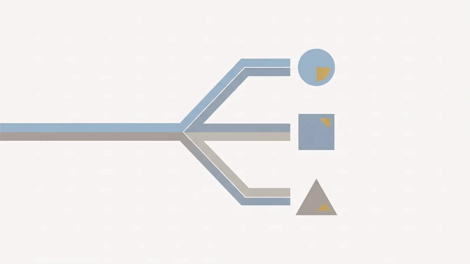 Abstract illustration of three supplier options, shown as a single path forking into three even branches, each ending in a plain geometric marker.