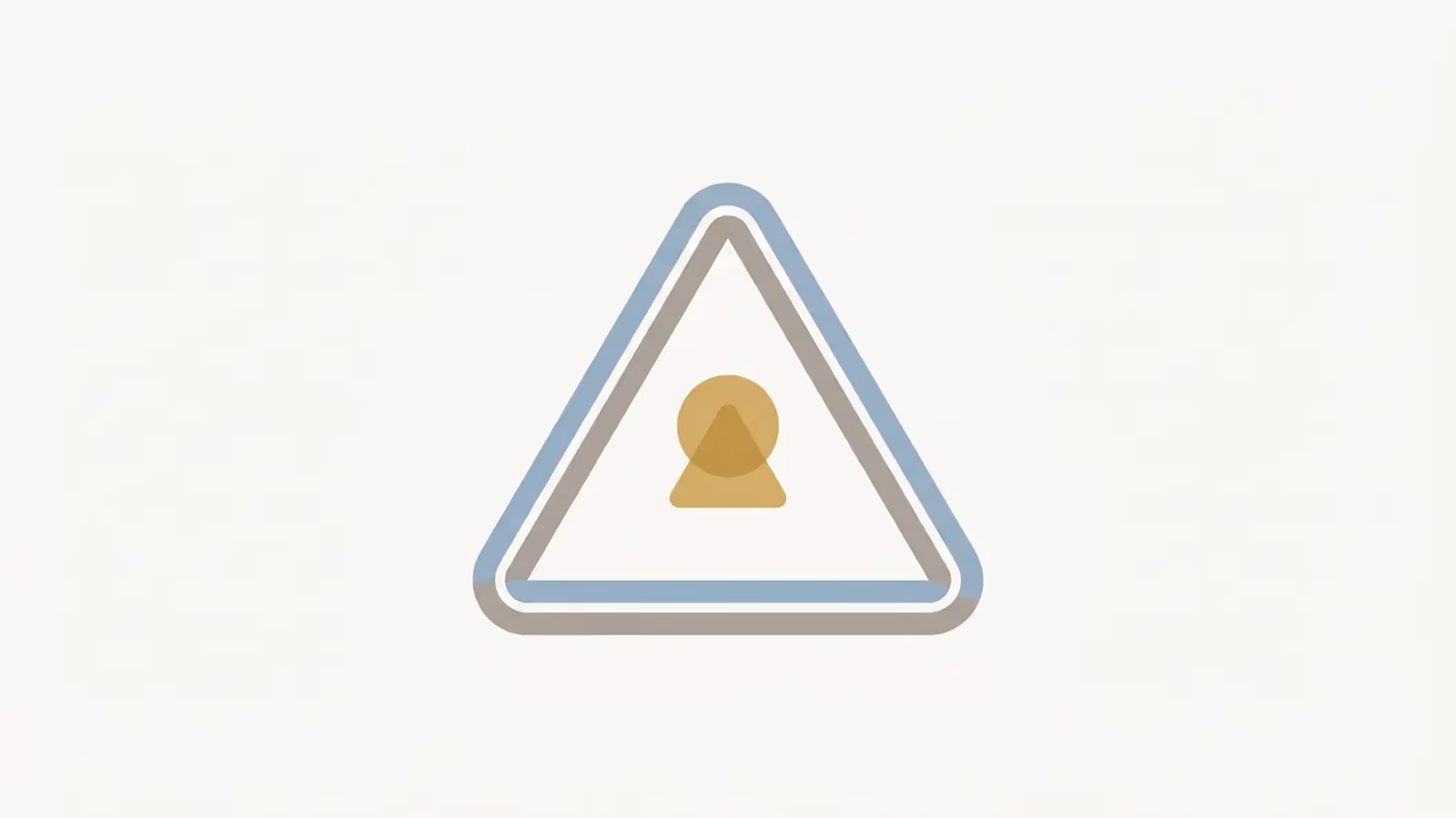 Abstract illustration of a caution to keep in mind, shown as a softened, low-alarm warning-triangle outline.