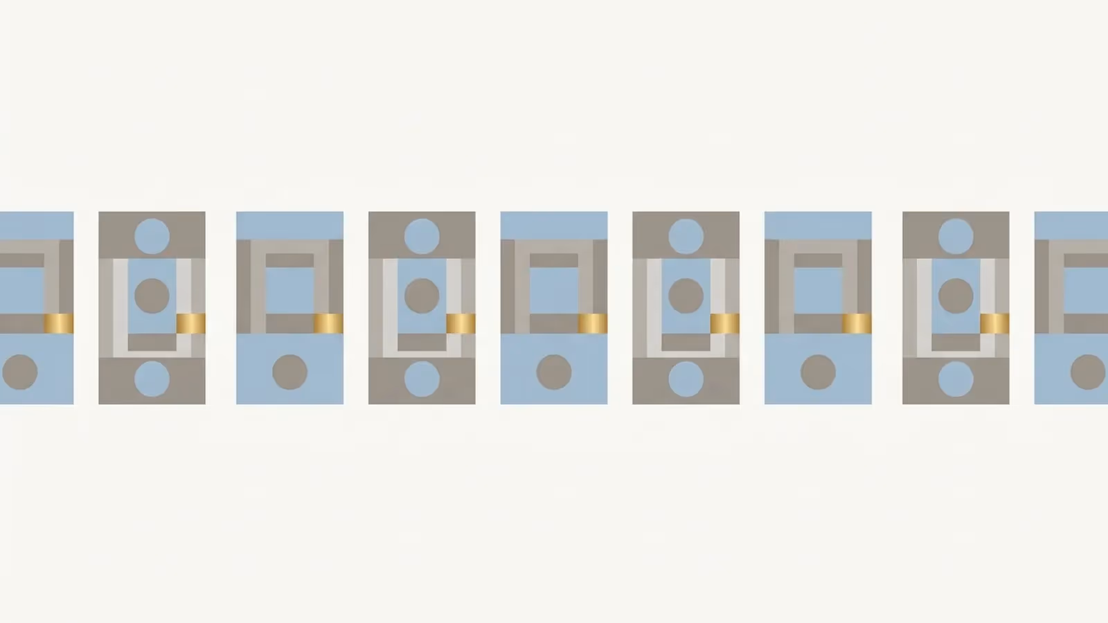 Abstract illustration of a repeated comparison structure, shown as a row of identical small modular blocks with the same internal layout.
