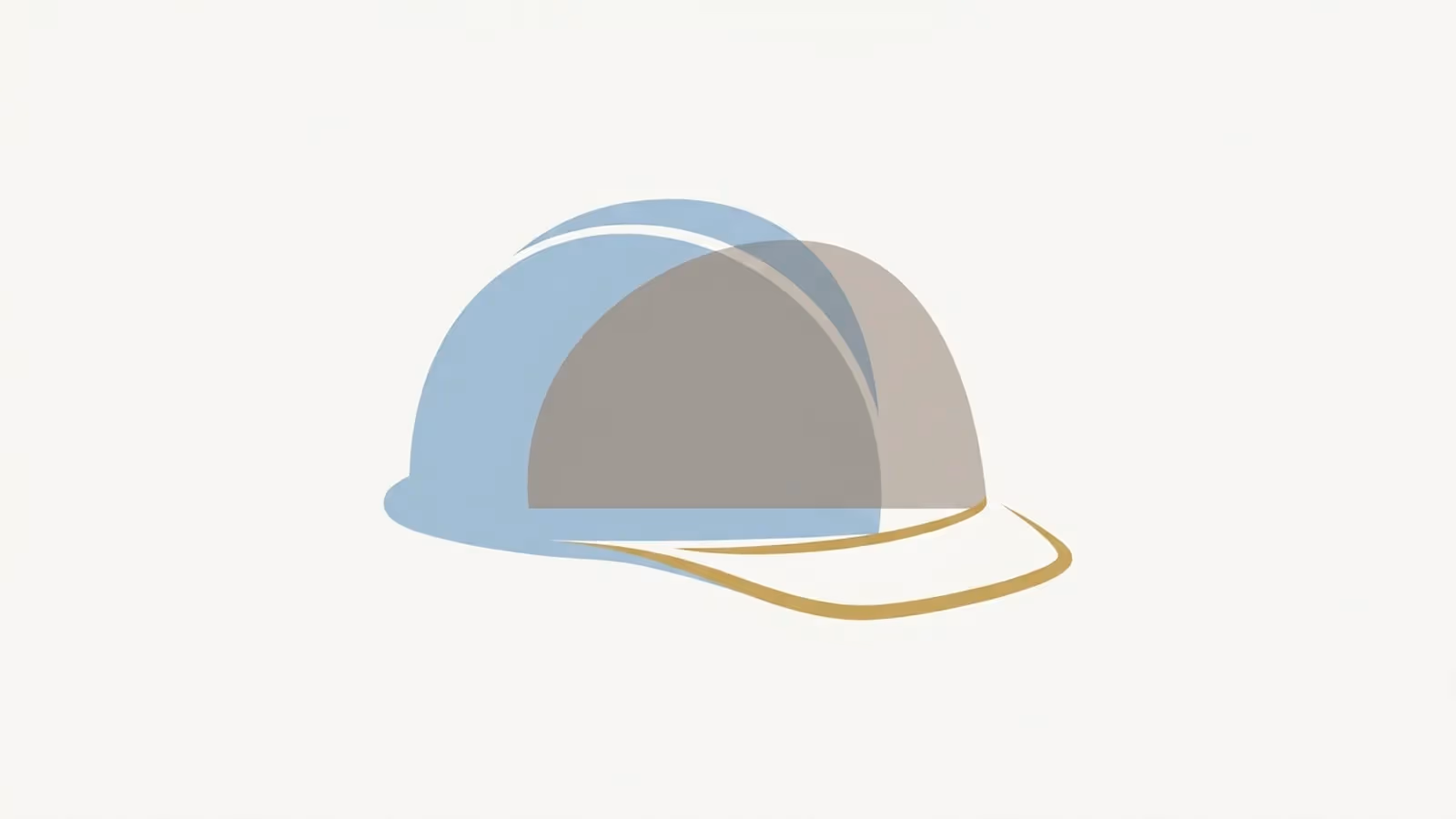 Abstract illustration of construction recruitment traffic, shown as a simple geometric hard-hat form.