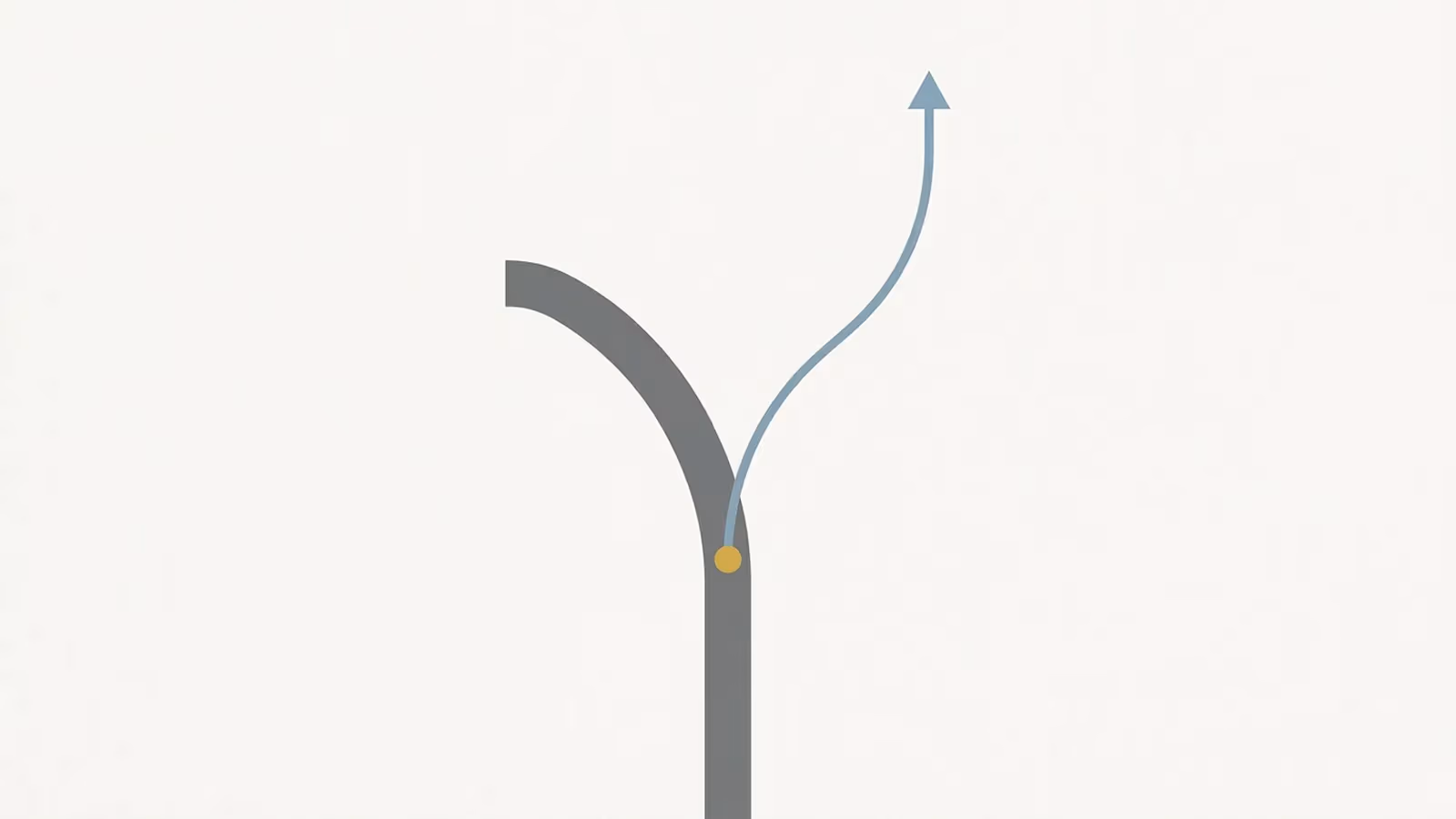 Abstract illustration of the cheaper-versus-custom choice, shown as a two-path fork with one path shorter and thicker and one longer and thinner.
