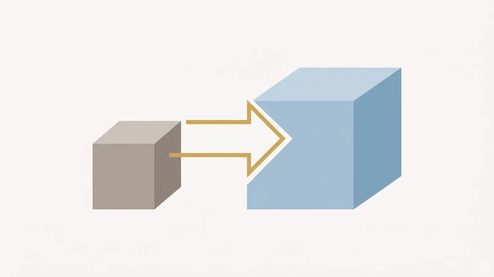 Abstract illustration of a data layer, shown as a data-flow arrow moving between two blocks of different sizes.