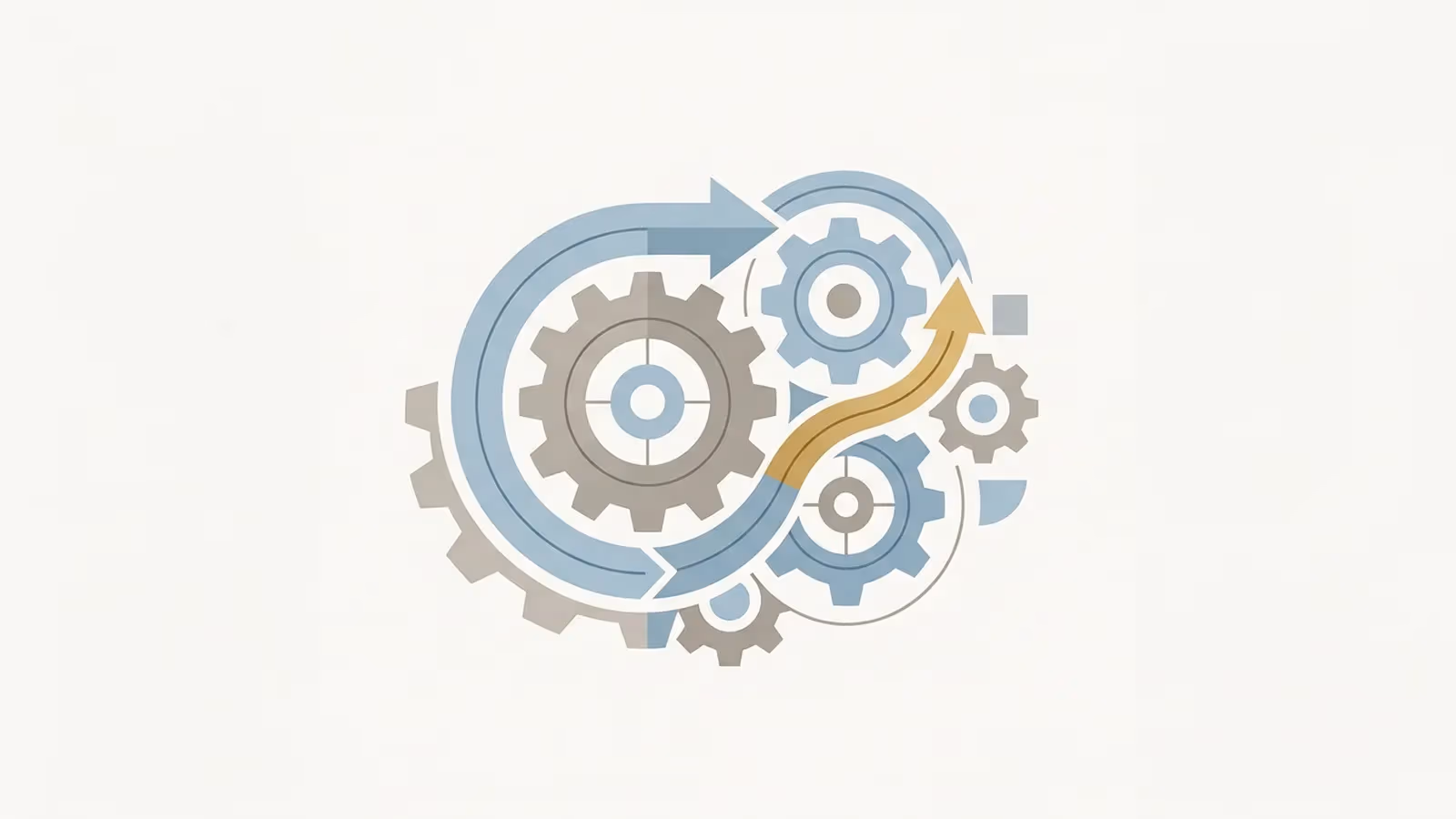 Abstract illustration of integrations with existing systems, shown as a small gear-and-arrow motif.