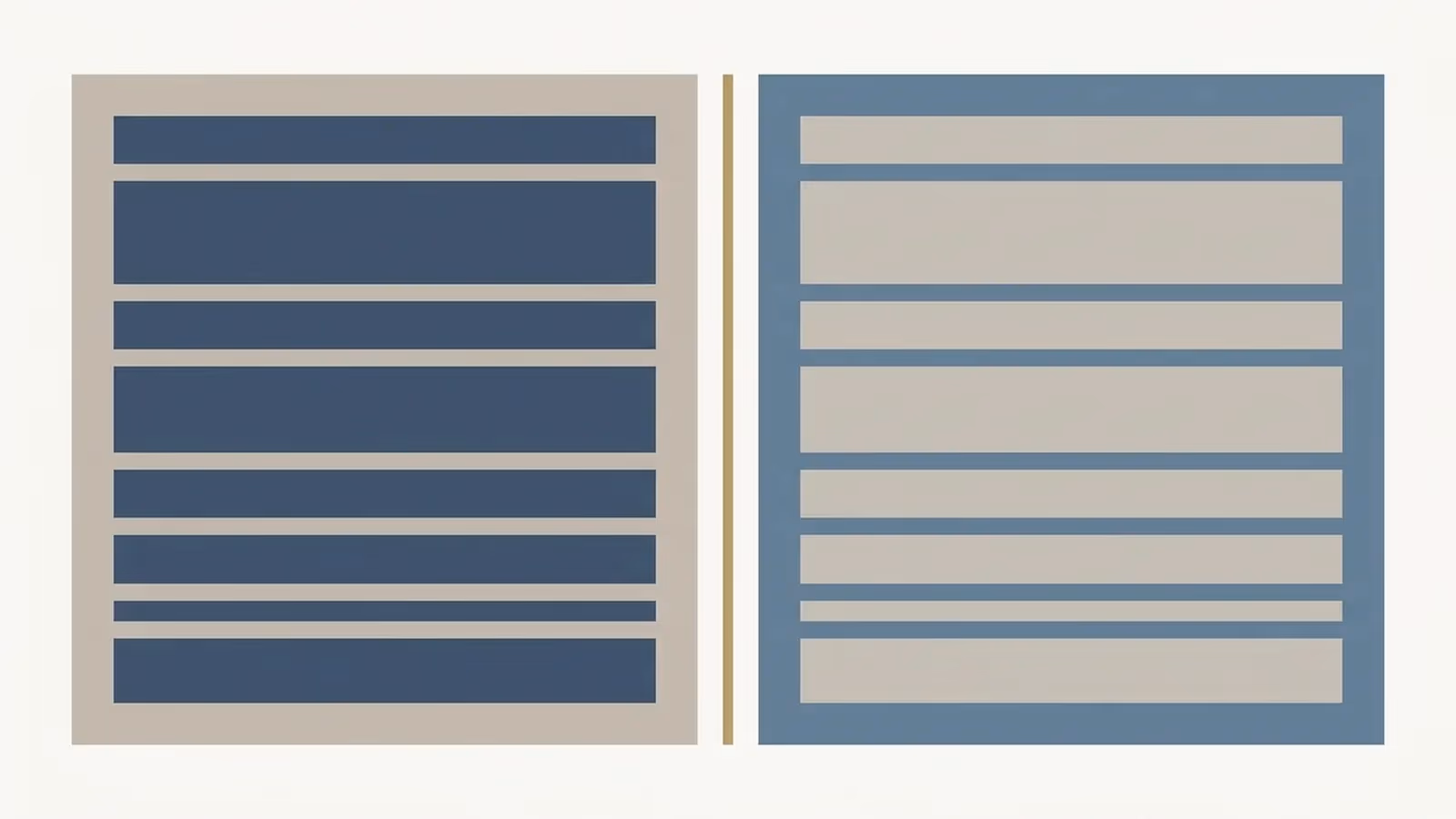 Abstract illustration of accessible contrast, shown as two high-contrast geometric blocks of type-scale bars side by side.