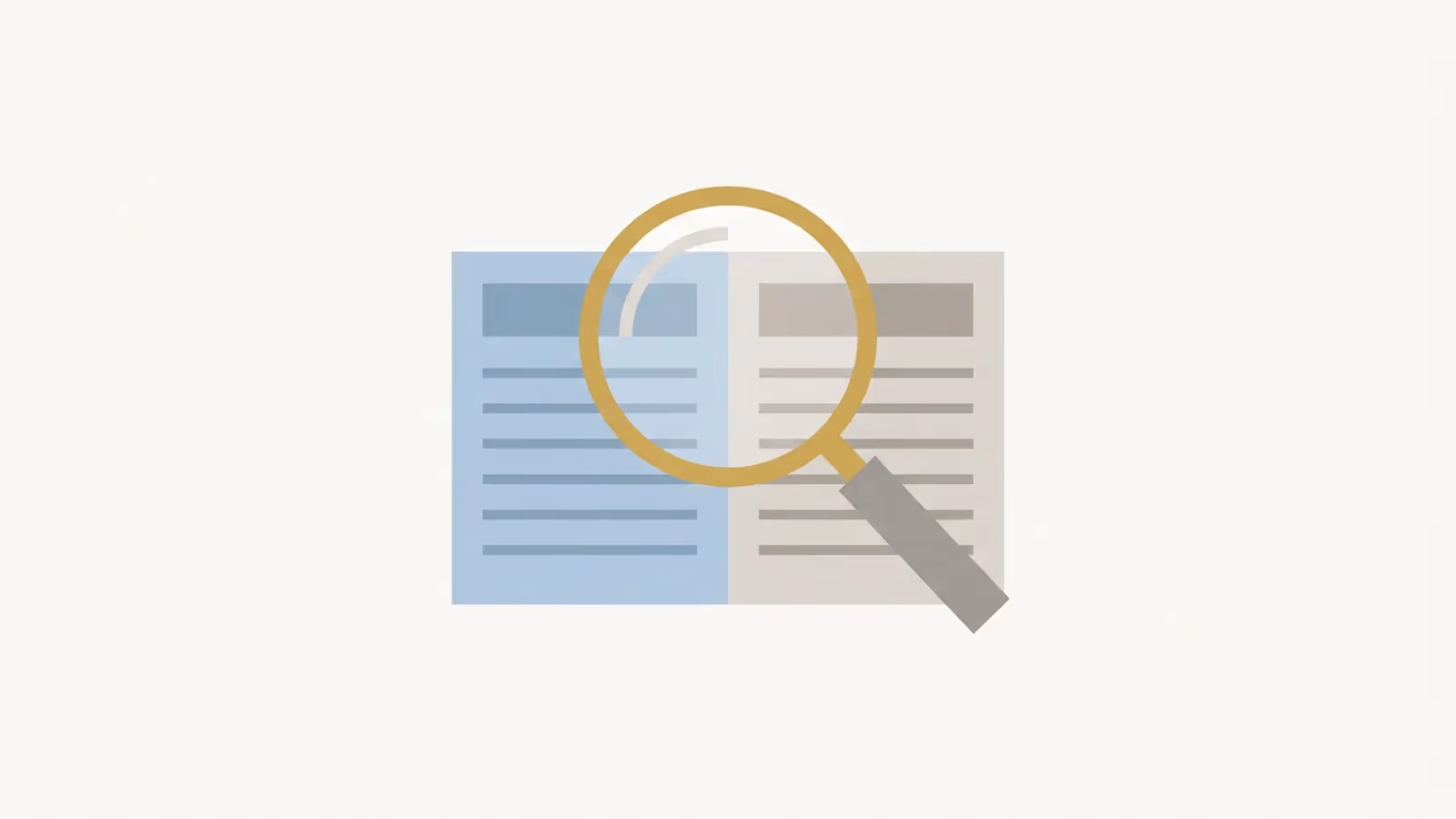 Abstract illustration of looking up the registrant record, shown as a magnifying glass over a simple registry-ledger icon.