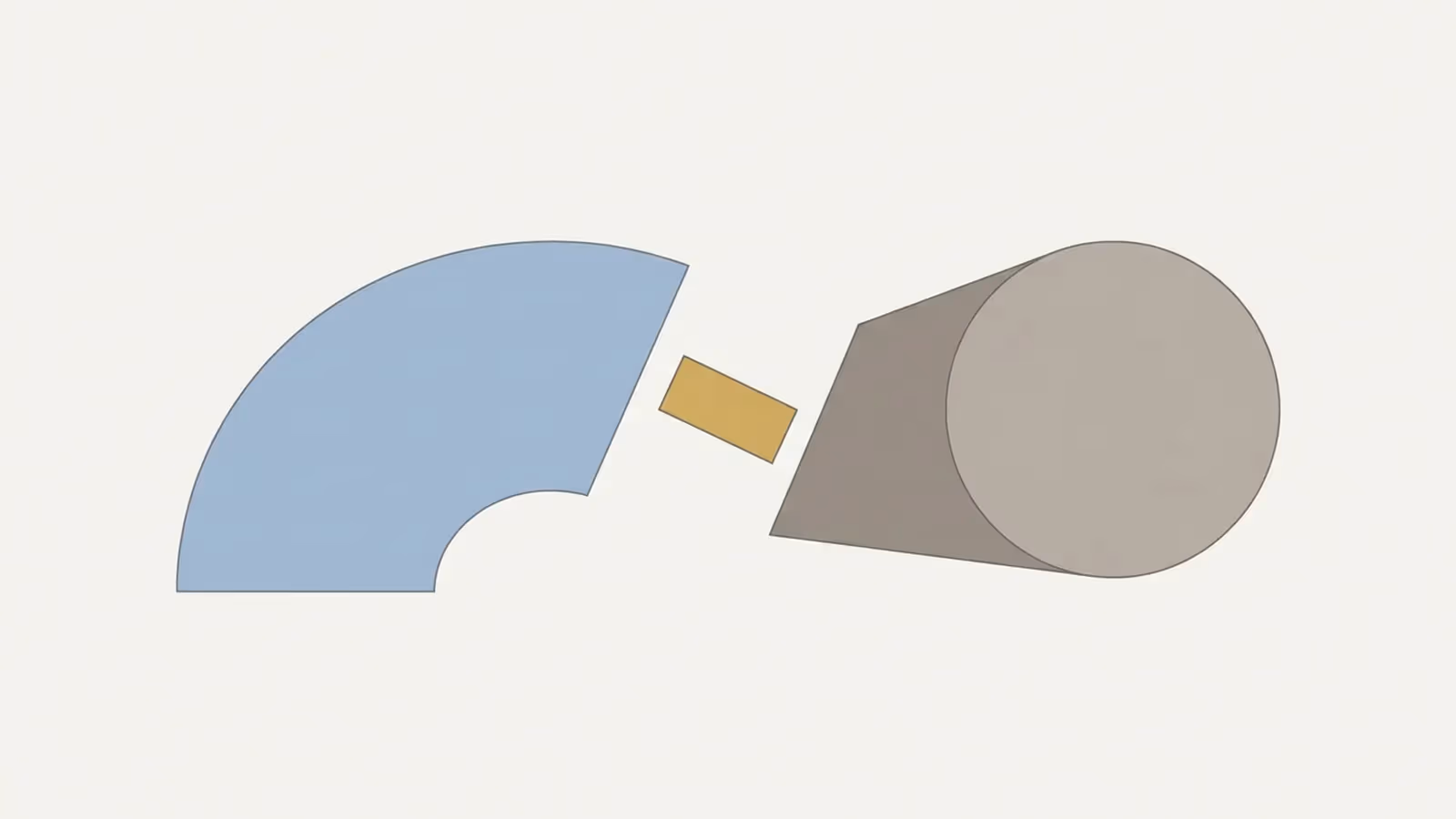 Abstract illustration of a review handoff, shown as two abstract shapes passing a single small block between them, mid-handoff.