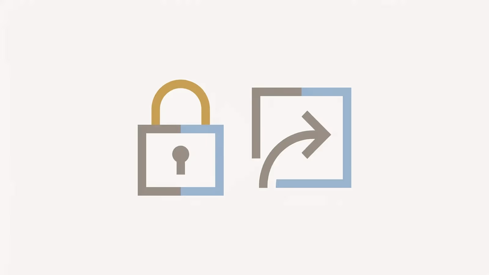 Abstract illustration of buyer trust at checkout, shown as a small padlock resting beside a checkout-arrow icon.