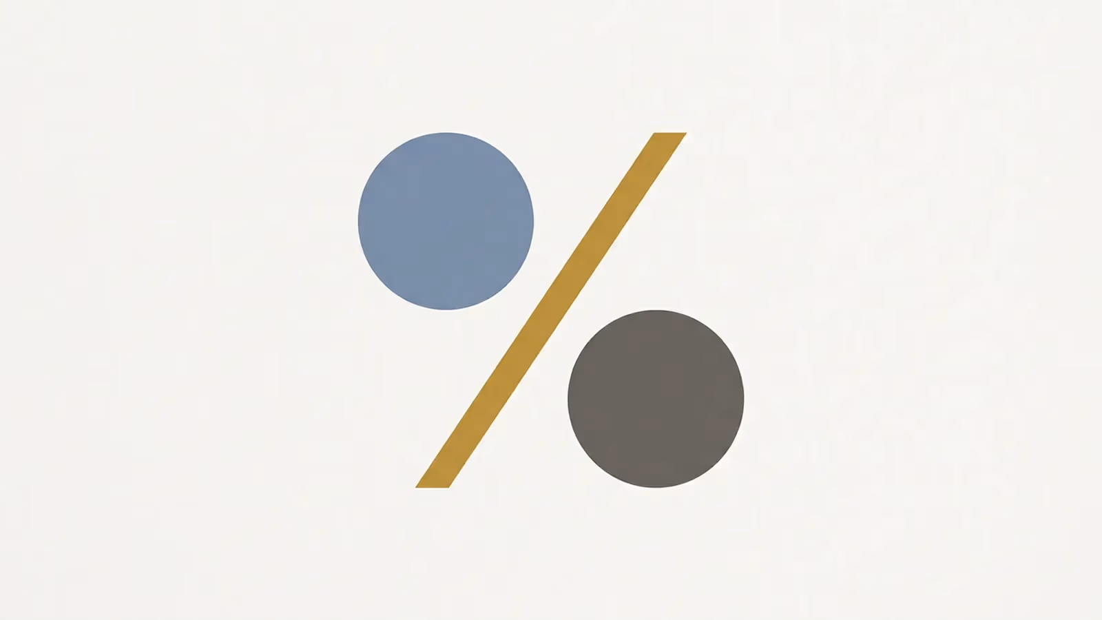 Abstract illustration of GST, shown as a percentage symbol rendered as two plain geometric circles and a diagonal line.