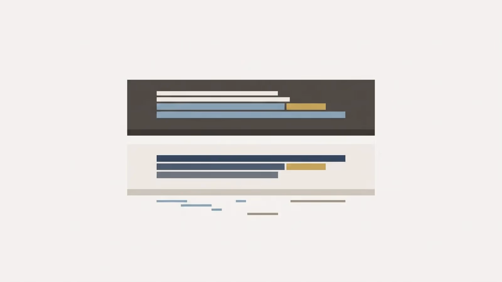 Abstract illustration of accessible contrast, shown as two type-scale blocks in high contrast.