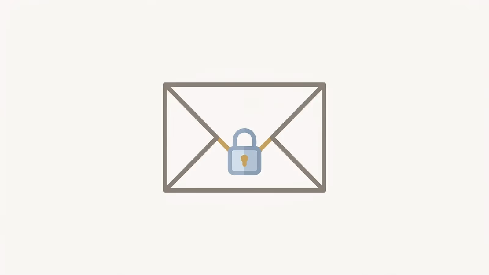 Abstract illustration of sensitive information, shown as a padlock resting on a sealed envelope.