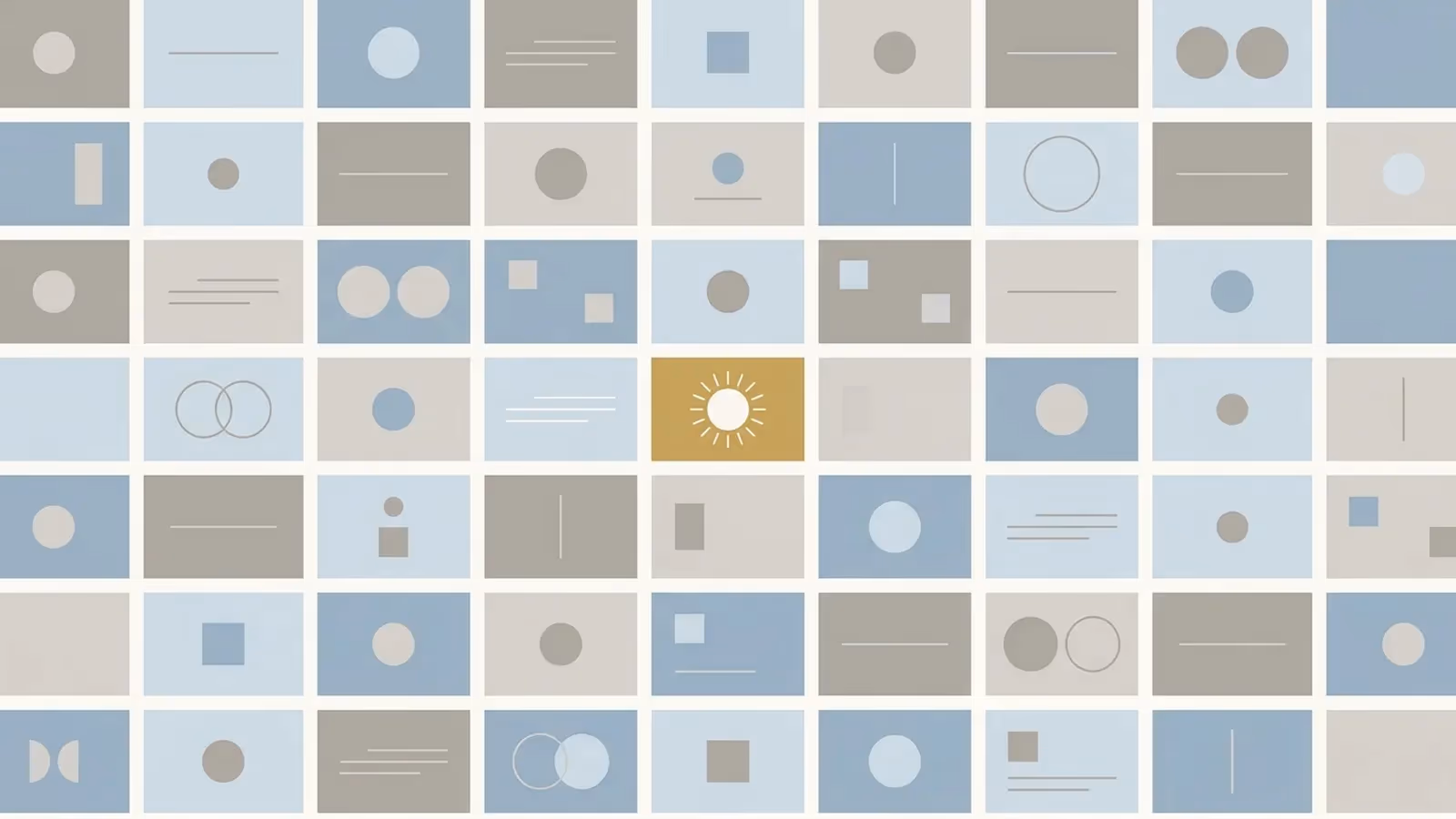 Abstract illustration of a section index, shown as a simple directory grid of evenly sized rectangles.