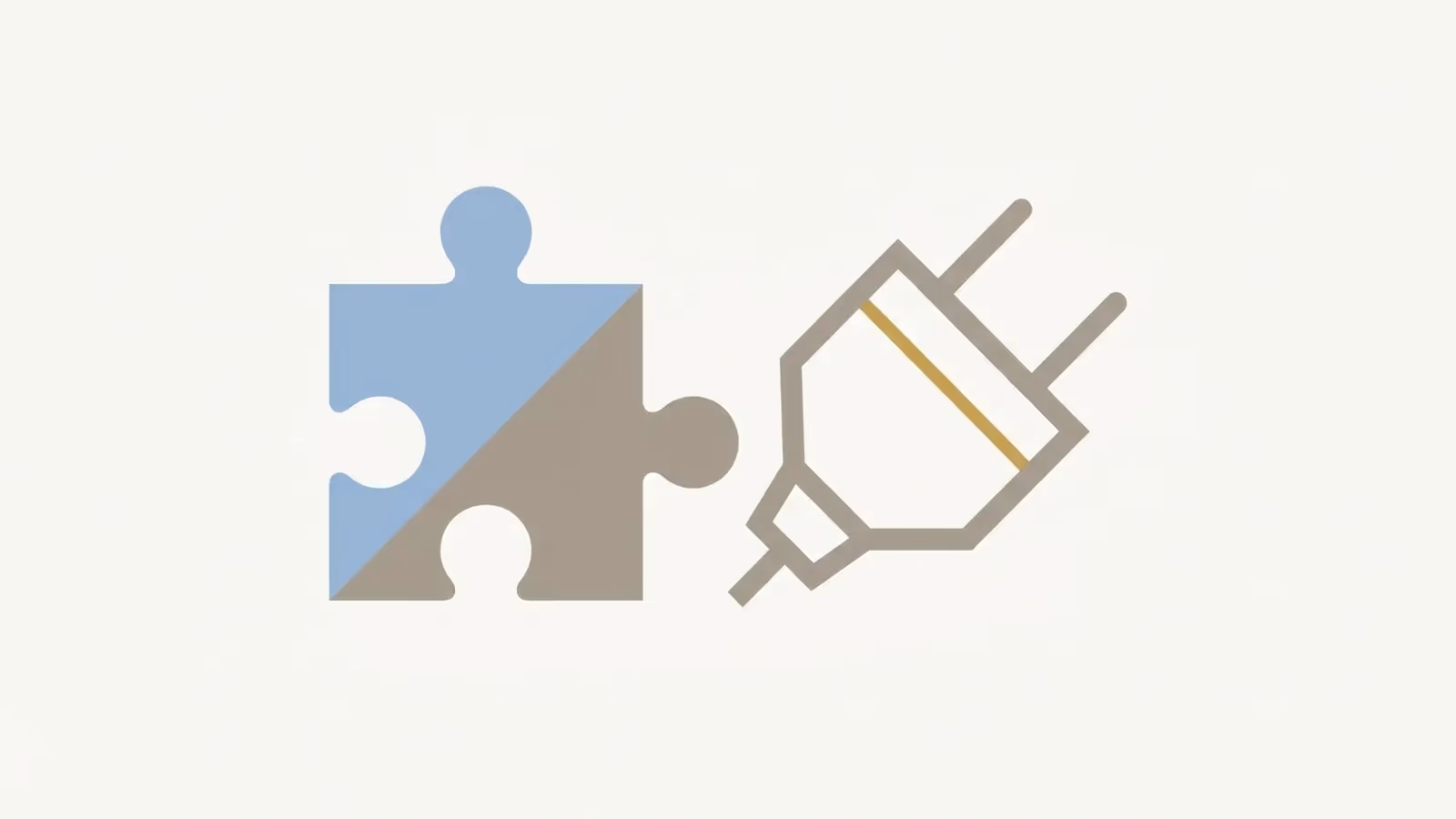 Abstract illustration of add-on plugins and services, shown as a puzzle-piece glyph beside a plugin-shaped outline.