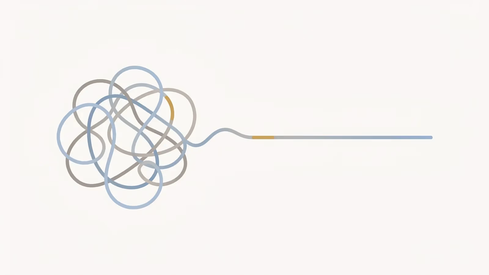 Abstract illustration of untangling URL and DNS settings, shown as a tangled line resolving into a straight line.