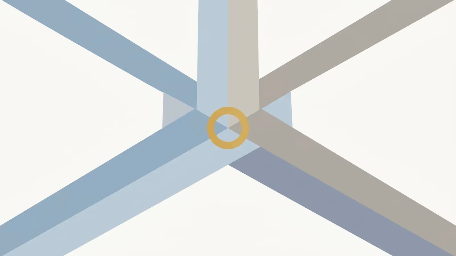 Abstract illustration of migration versus redesign versus rebuild, shown as a three-way fork of even paths.