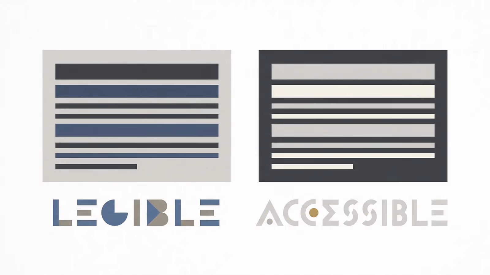 Abstract illustration of accessible reading, shown as two type-scale blocks in high contrast.