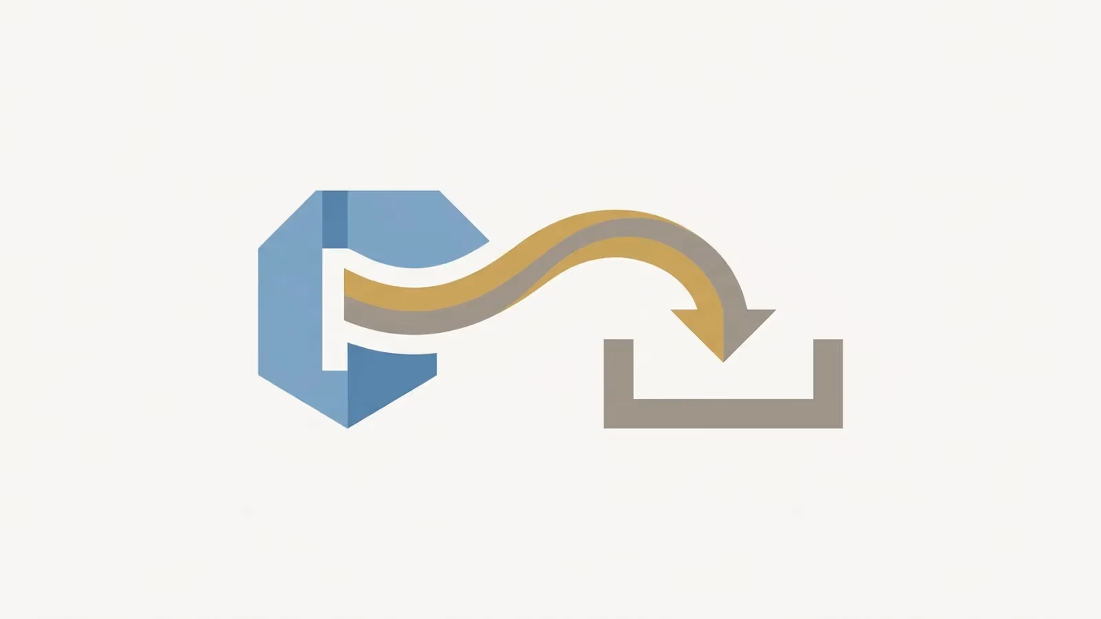 Abstract illustration of a donation flow, shown as a single arrow flowing from an abstract shape into a simple open receptacle outline.
