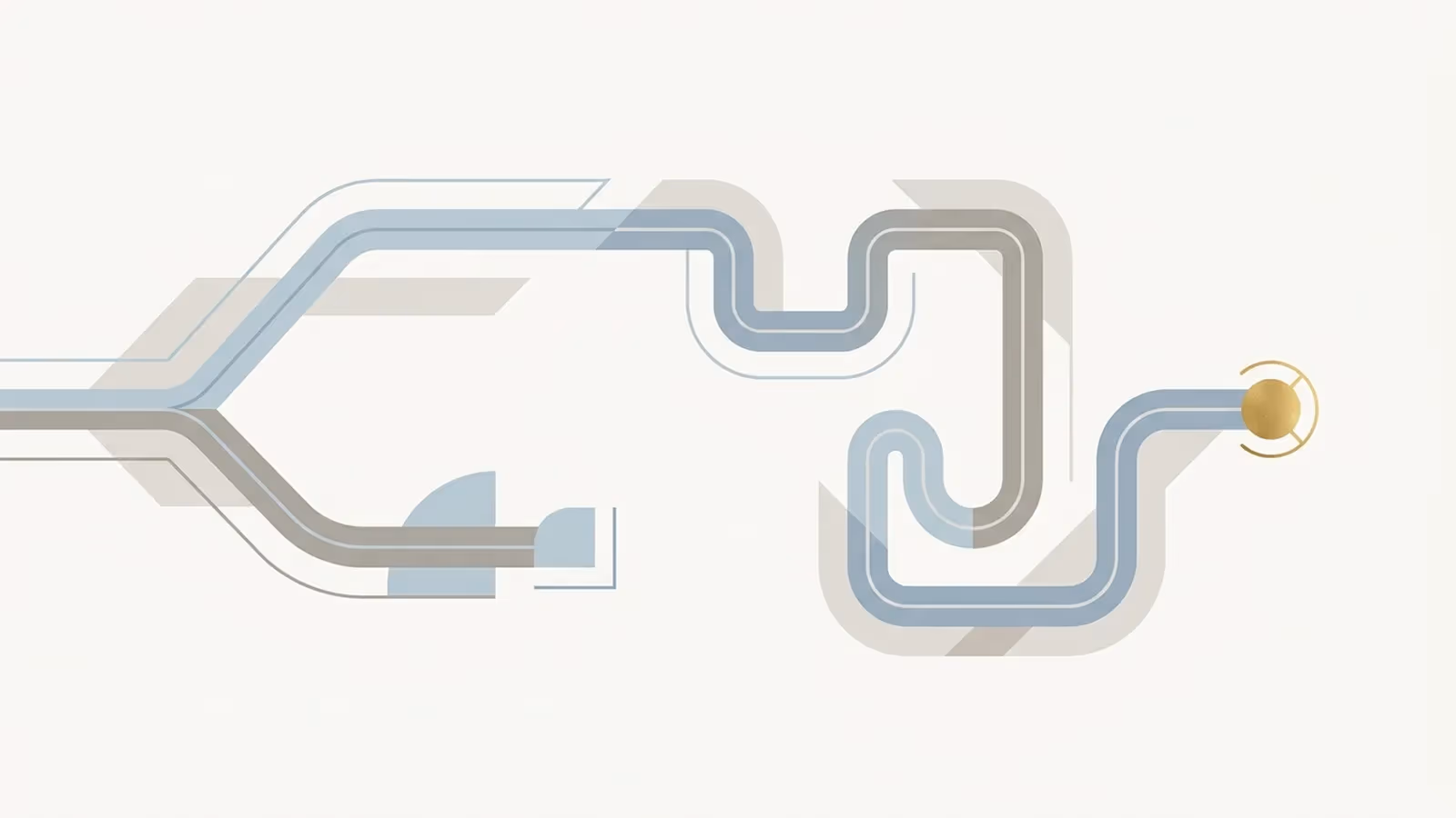 Abstract illustration of distinct volunteer and staff journeys, shown as two separate paths of different lengths branching from one start point.