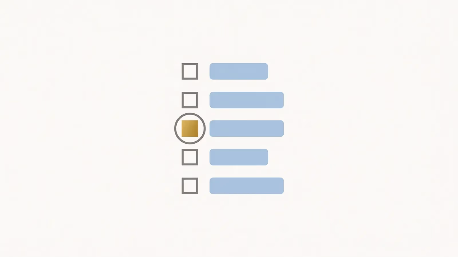 Abstract illustration of a small paid test before committing, shown as a short checklist icon with a single item circled.