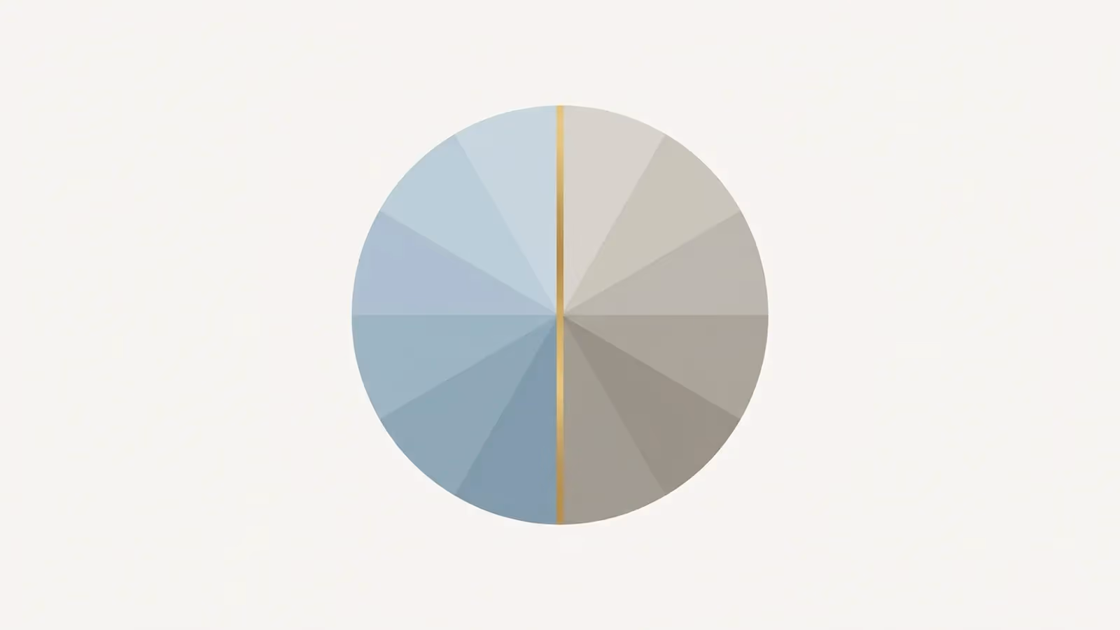 Abstract illustration of a time-zone gap, shown as a clock face split down the middle into two differently shaded halves.