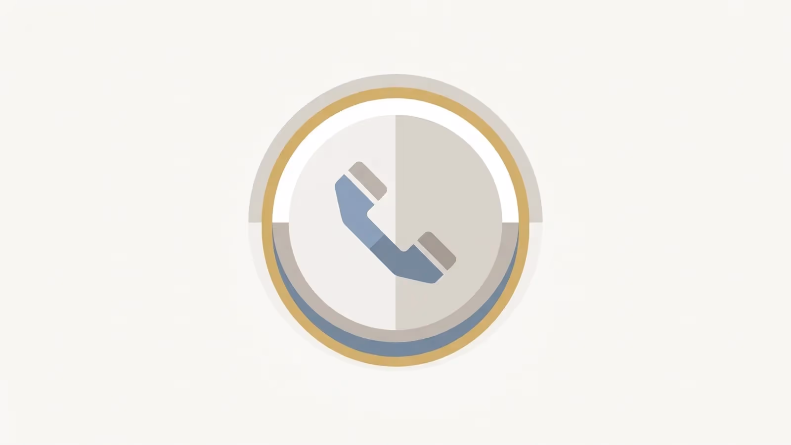 Abstract illustration of a one-tap call action, shown as a single prominent circular button with a gold ring.