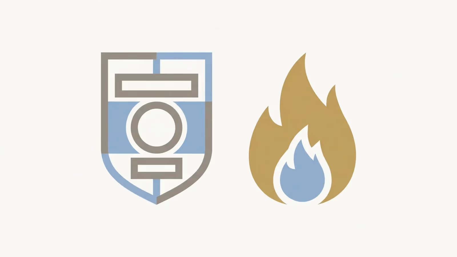 Abstract illustration of plumbing and gas-specific licensing, shown as a licence badge outline with a small flame glyph.