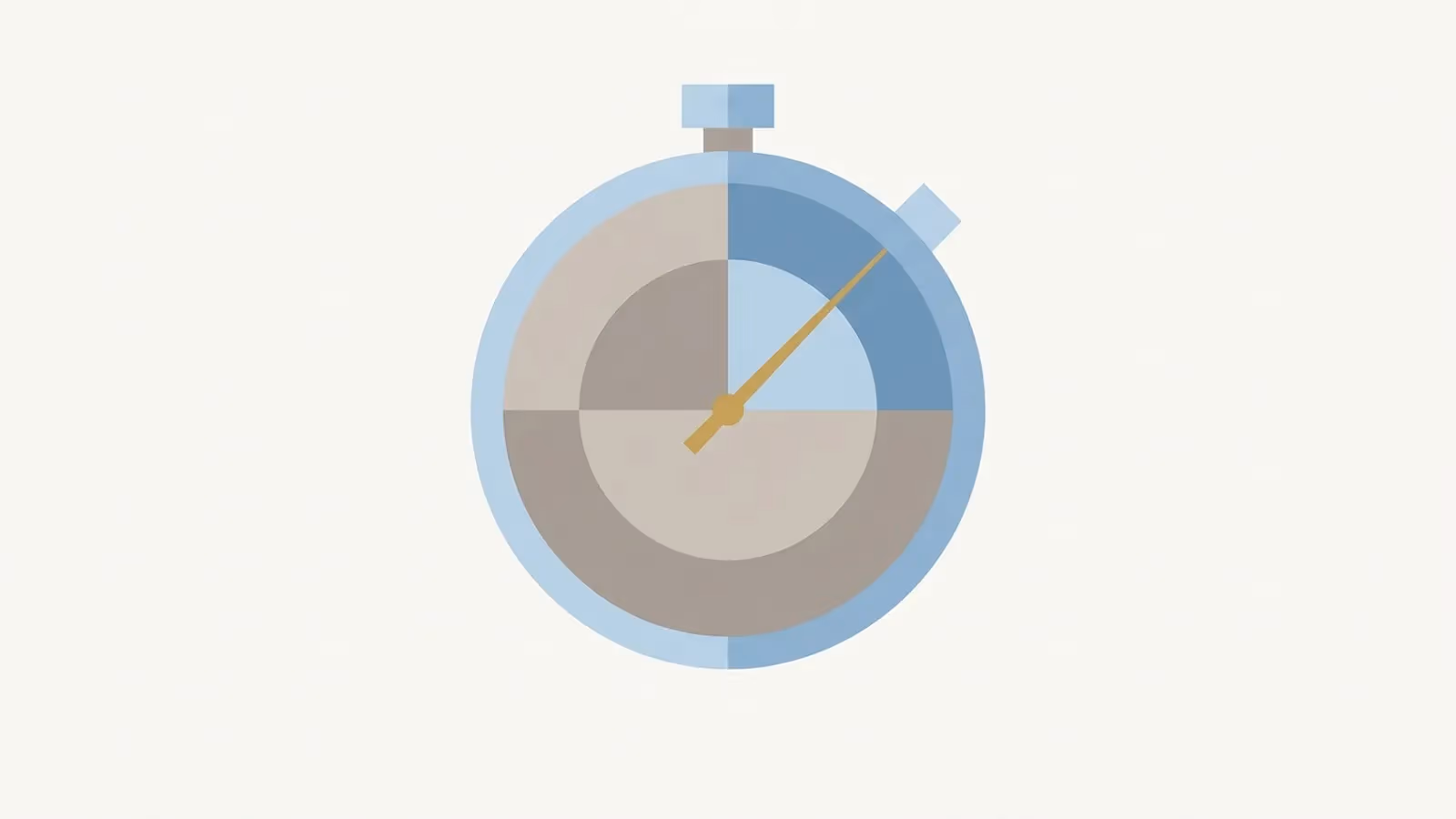 Abstract illustration of a fast response time, shown as a stopwatch face with a single sweeping hand.