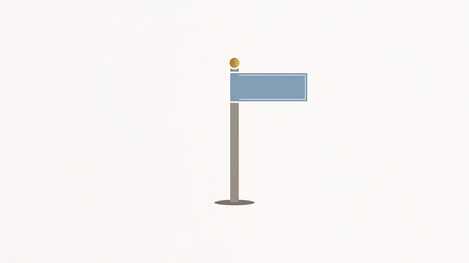 Abstract illustration of a next step, shown as a simple signpost icon with one arm.