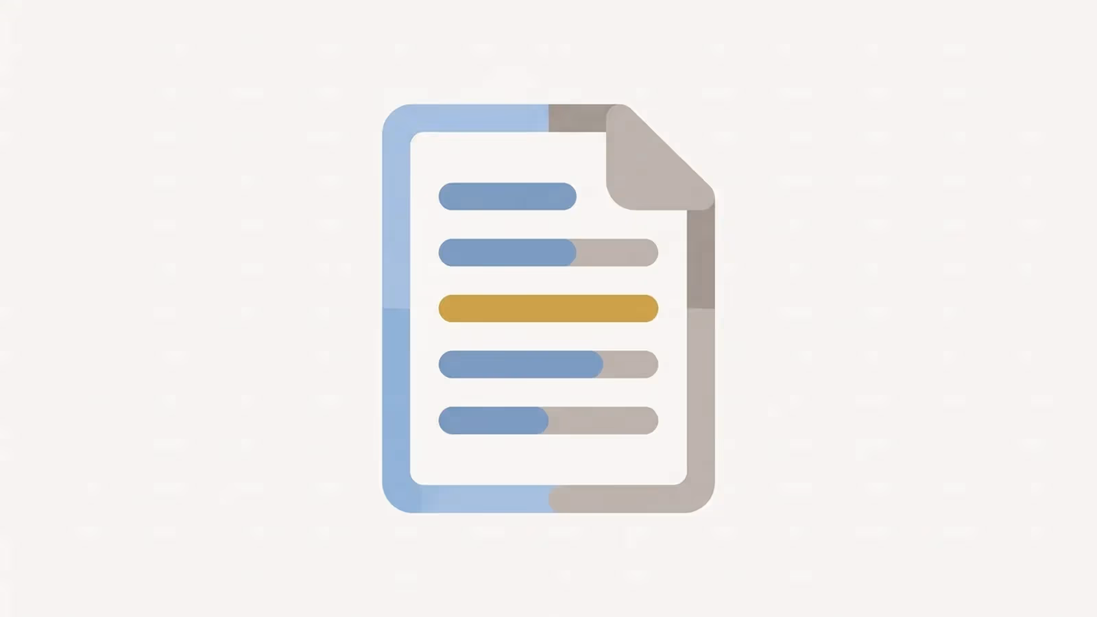 Abstract illustration of a written quote's minimum contents, shown as a document icon with five short unlabelled line items evenly spaced.