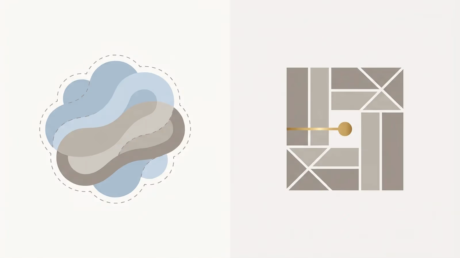 Abstract illustration of estimate versus quote, shown as a two-column comparison of an estimate-shaped block and a quote-shaped block.
