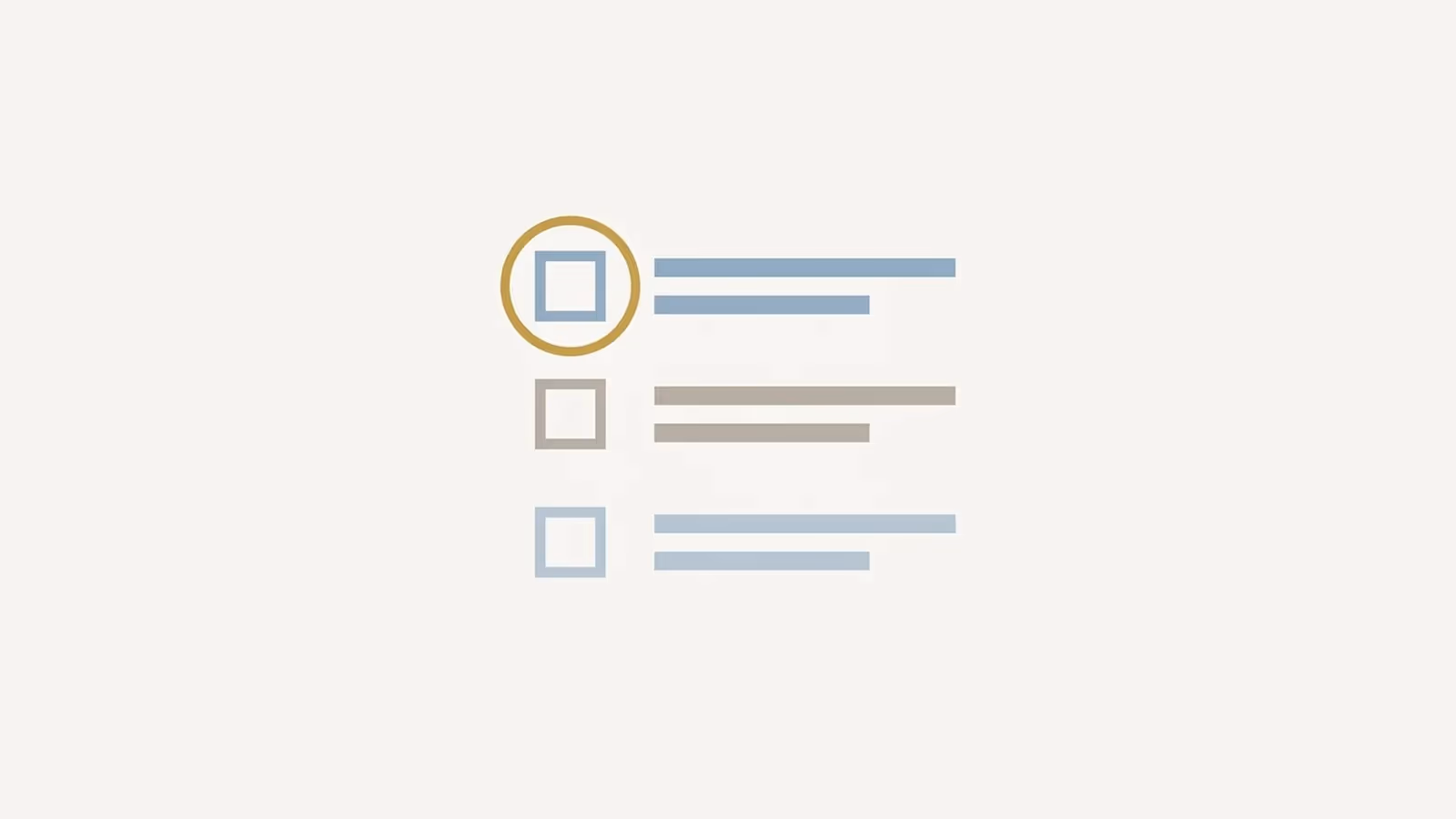 Abstract illustration of a red-flags checklist, shown as a short checklist with a single item circled in the gold accent.