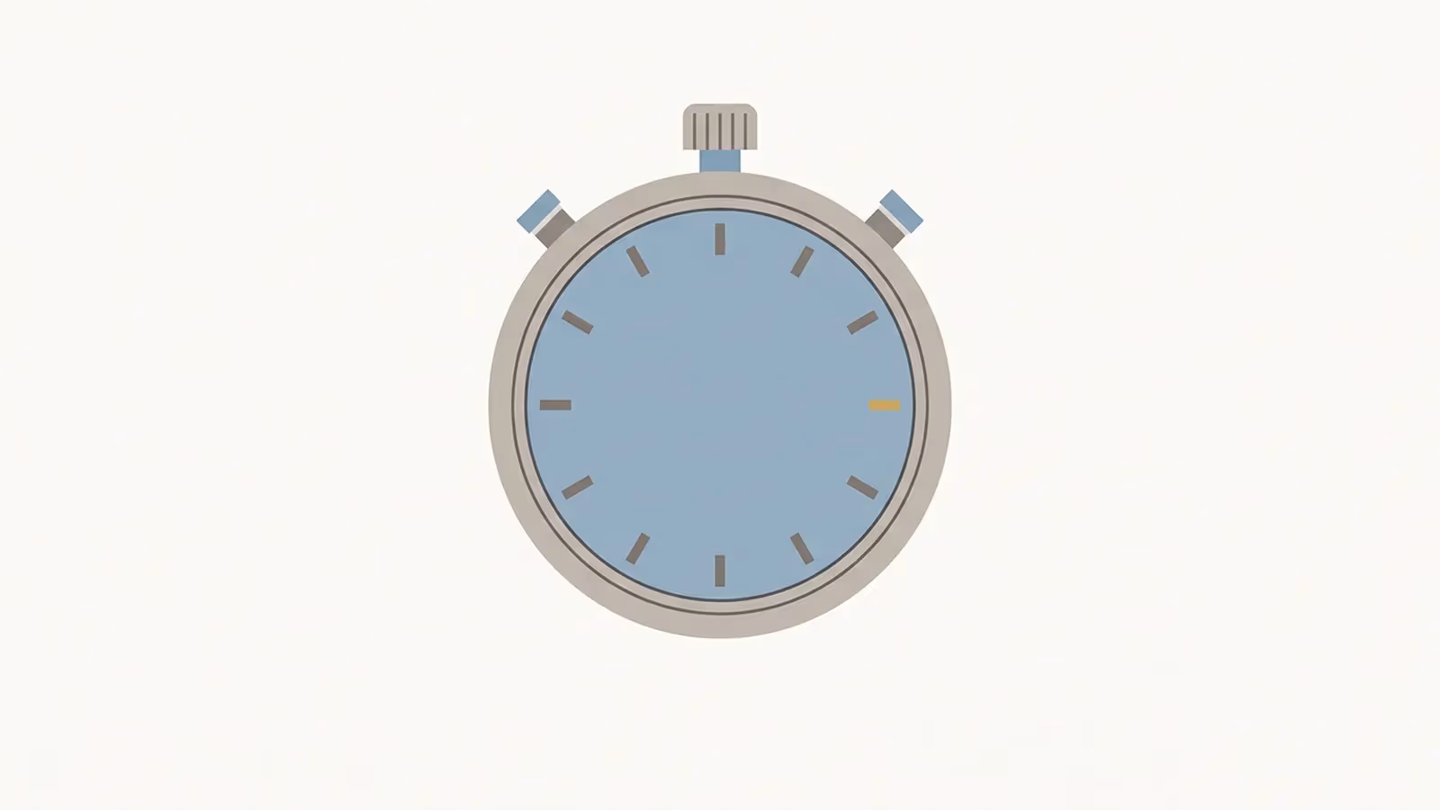Abstract illustration of a quick two-minute check, shown as a stopwatch face marked at one point with a small gold tick.