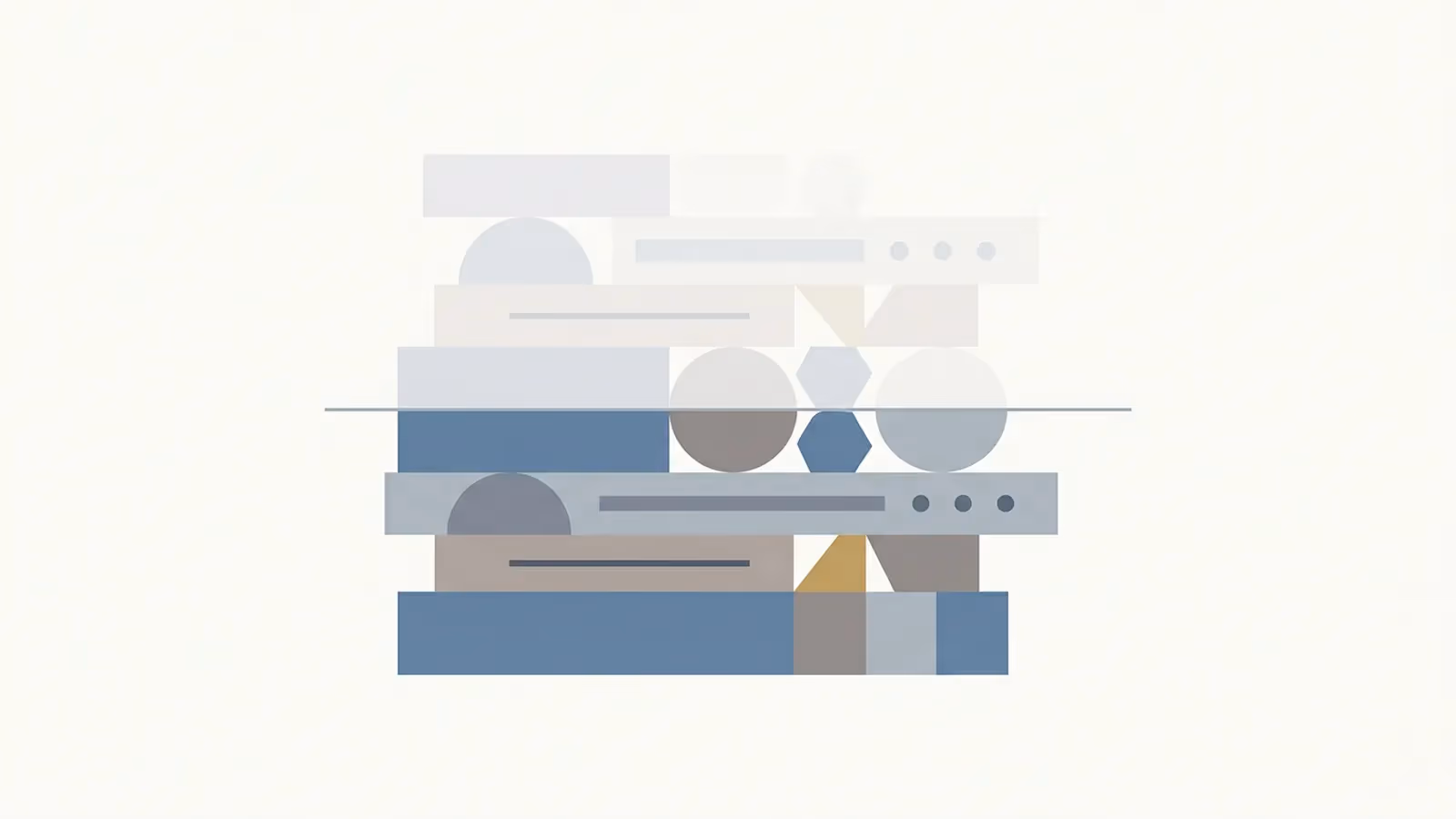 Abstract illustration of add-ons above a core package, shown as a layered stack with a visible line partway up, items below solid and items above faded.