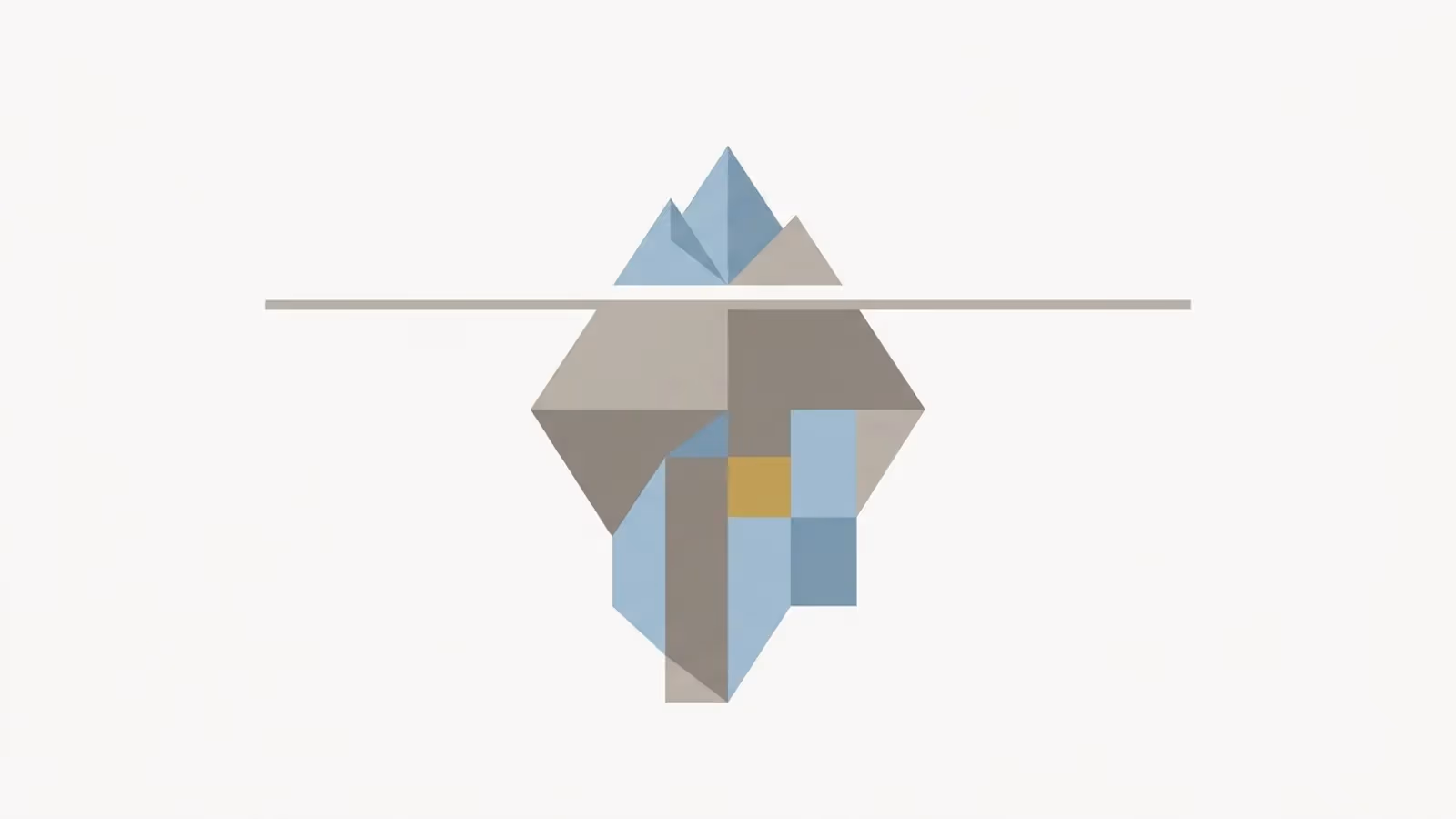 Abstract iceberg illustration — a small visible tip above the waterline and a larger mass below, representing hidden ongoing website obligations.