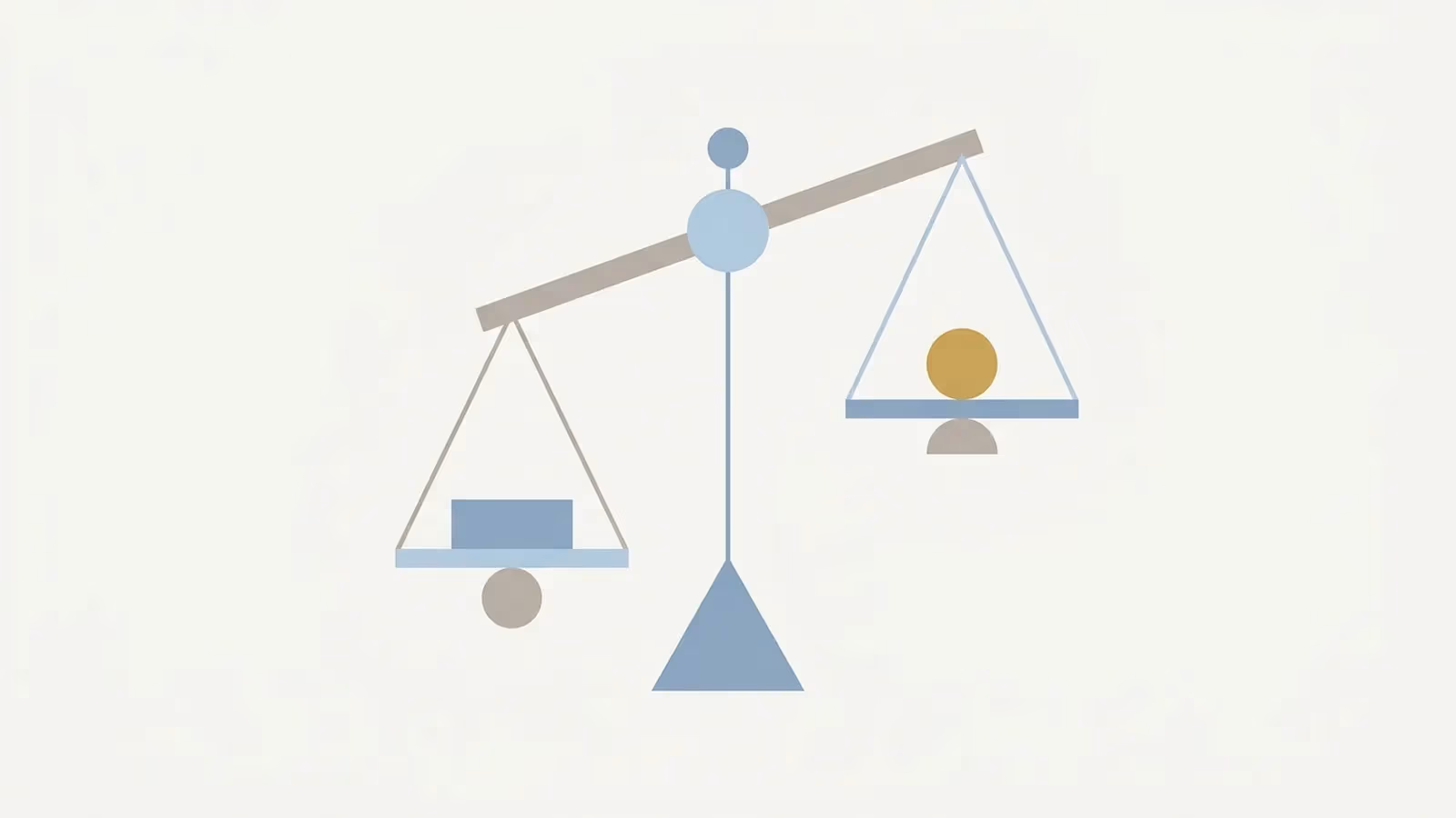 Abstract illustration of legal rights, shown as a balance scale rendered in plain geometric lines with no figure holding it.