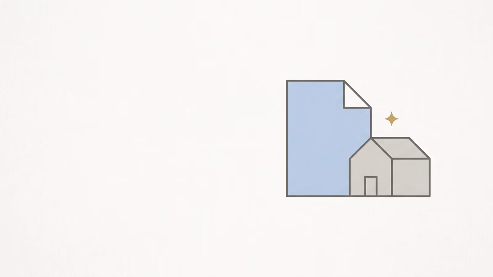 Abstract illustration of a small claims lodgement, shown as a form icon with a folded corner paired with a small building outline.