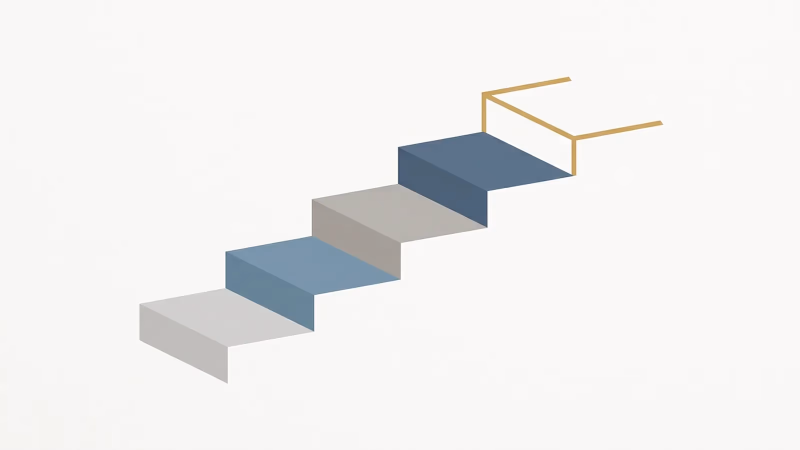 Abstract illustration of rising cost, shown as a short staircase of ascending steps.