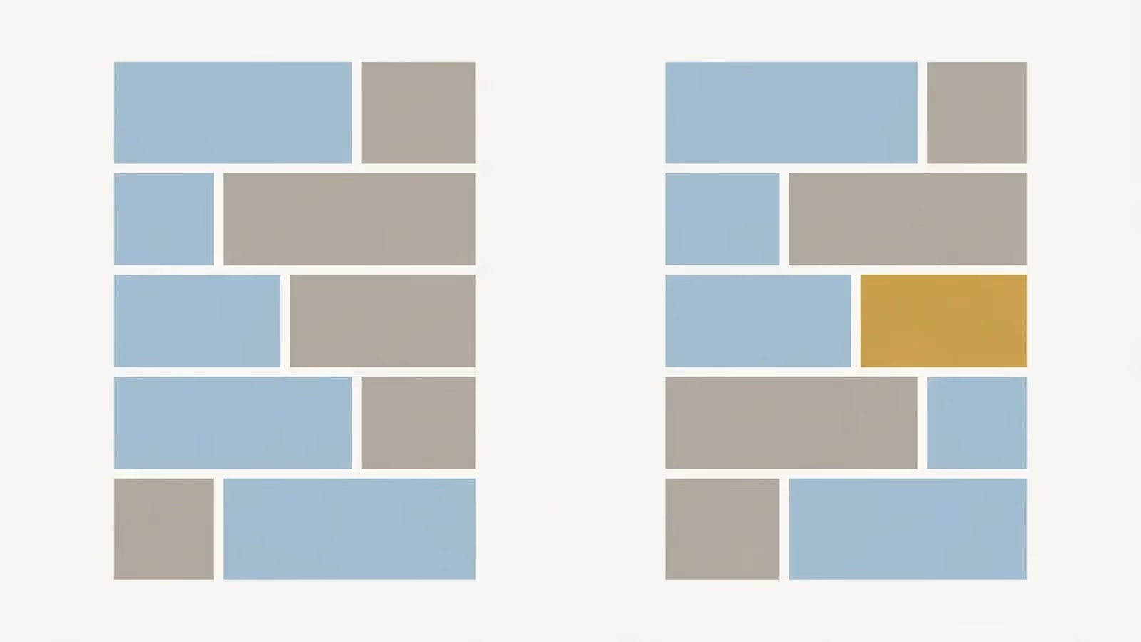 Abstract illustration of sorting reusable from discarded work, shown as some blocks kept in one column and some set aside in another, of equal visual weight.