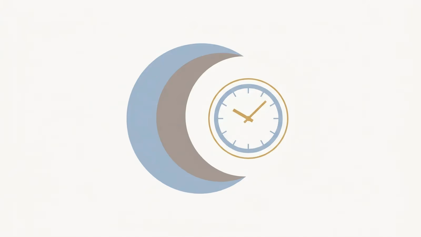 Abstract illustration of after-hours availability, shown as a crescent moon beside a clock face.