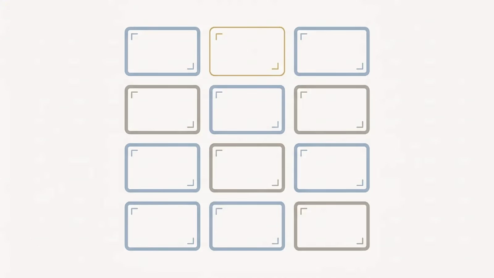 Abstract illustration of a completed-jobs photo gallery on a tradie website, shown as a grid of empty photo-frame outlines.