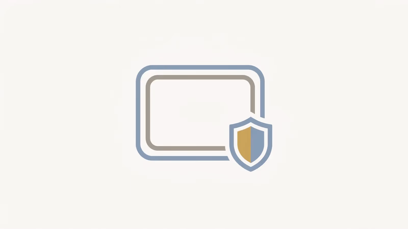 Abstract illustration of trade licence and insurance credentials, shown as a badge outline paired with a shield.
