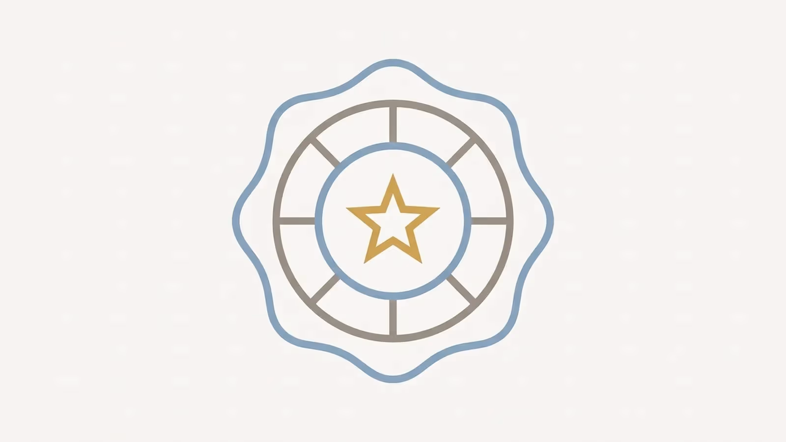 Abstract illustration of a state-based regulator, shown as a plain seal badge outline.