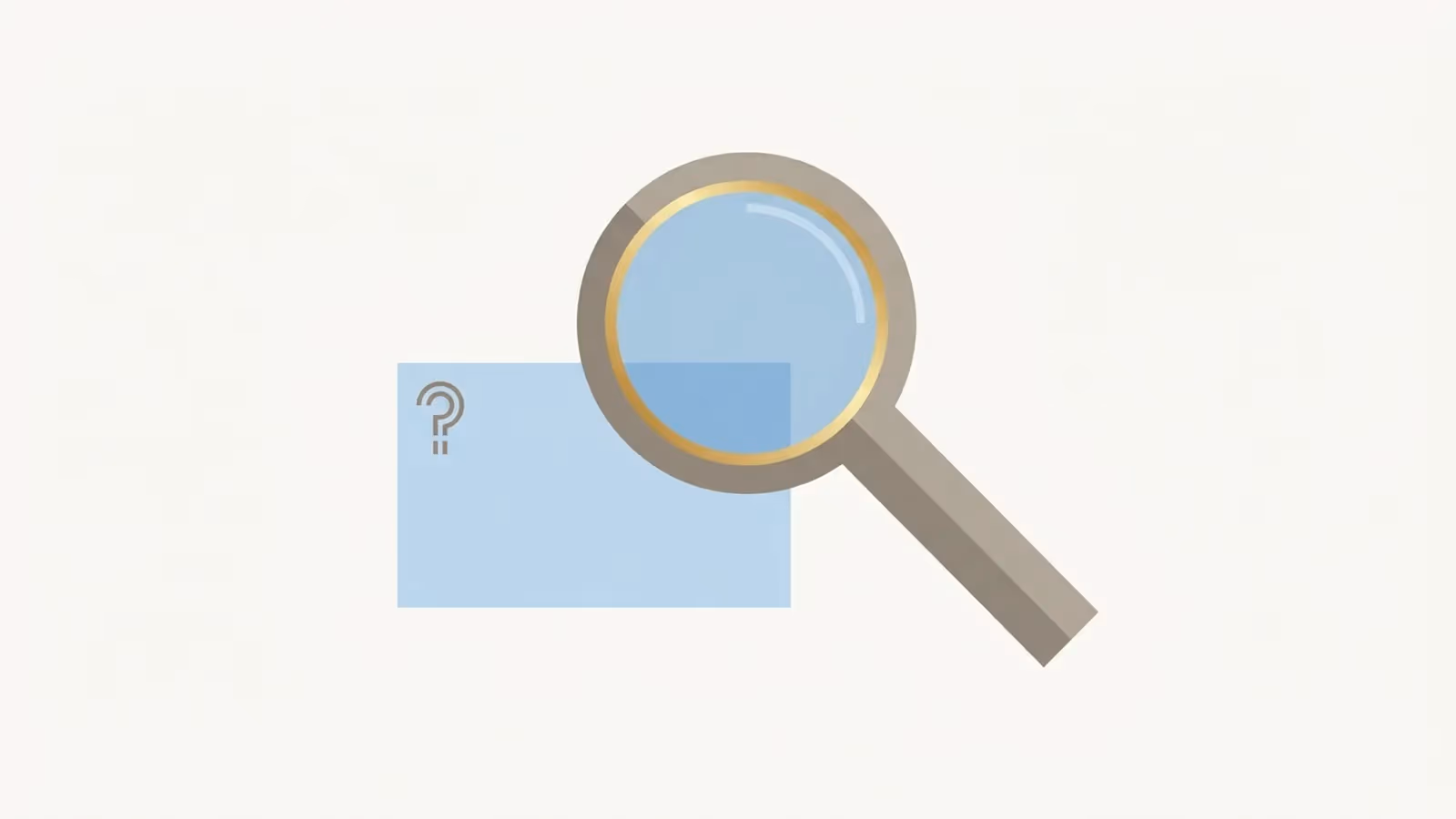 Abstract illustration questioning a generic label, shown as a magnifying glass held over a blank label.