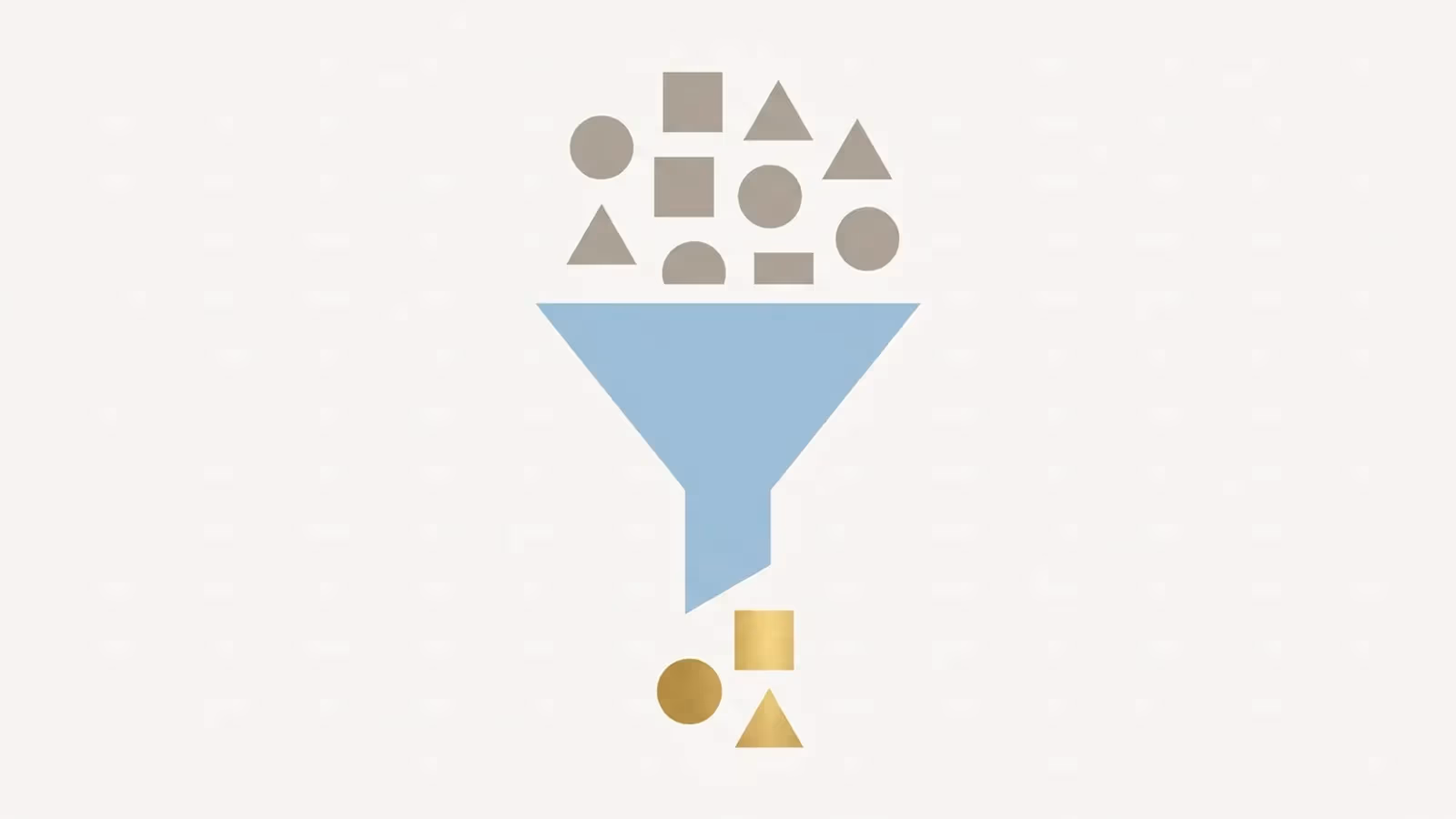 Abstract illustration of a filter separating two distinct results out of nine identical ones.