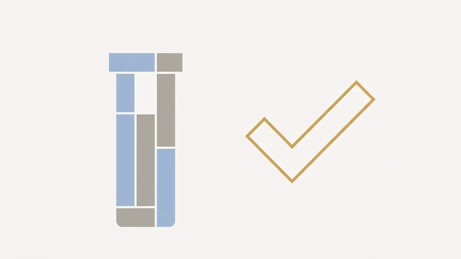 Abstract illustration of testing and rollback, shown as a small test-tube glyph beside a checkmark.